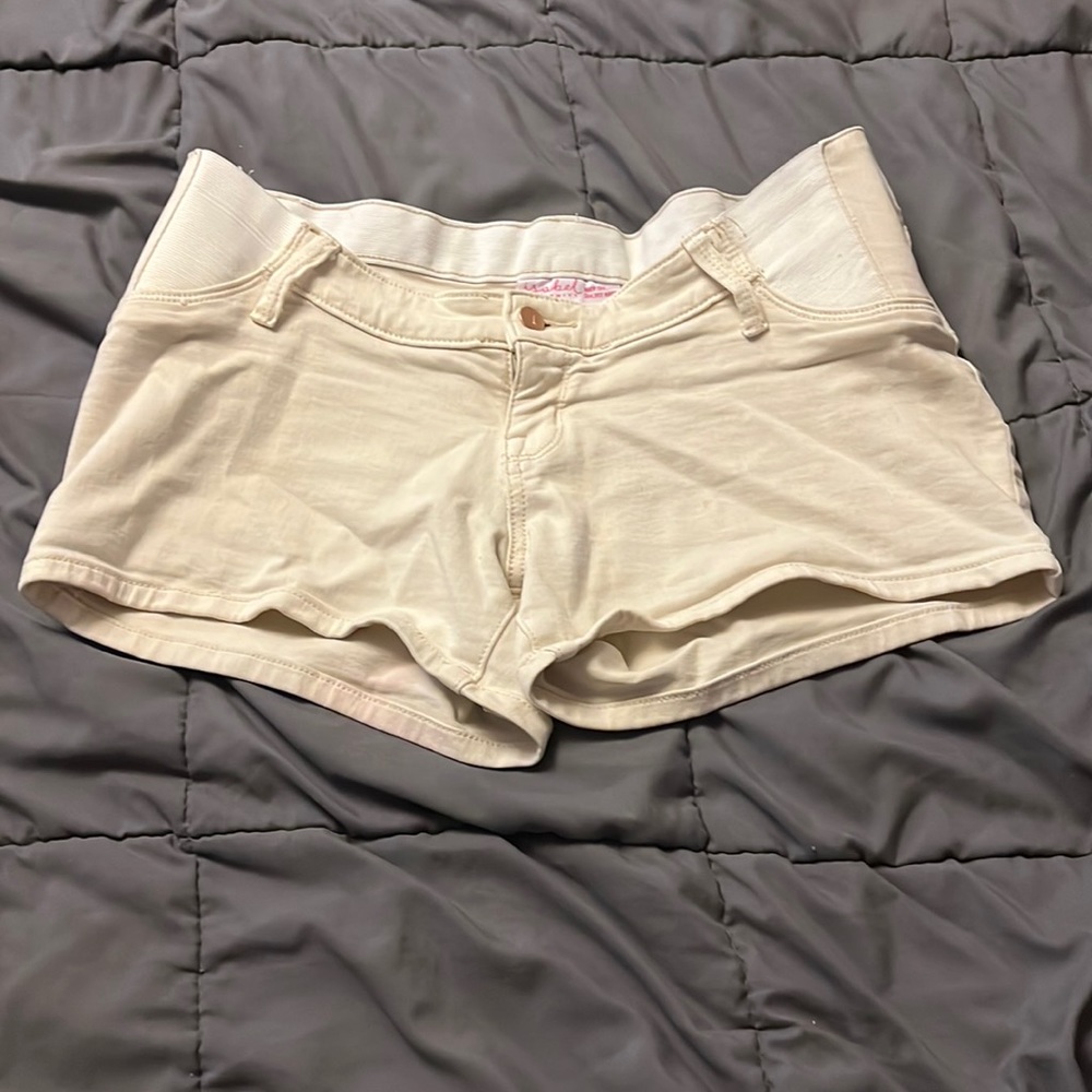 Khaki maternity shorts